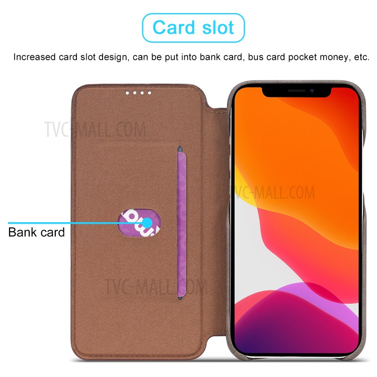 LC.IMEEKE Retro Style Protector Stand Leather Case with Card Holder for iPhone 12 Pro Max 6.7 inch - Grey-10