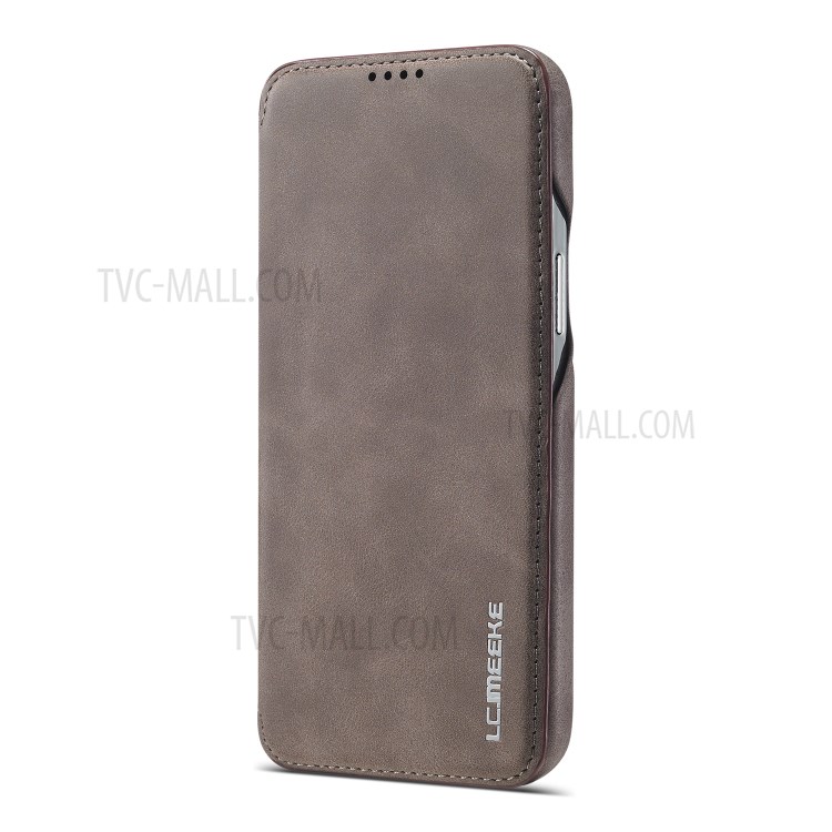 LC.IMEEKE Retro Style Protector Stand Leather Case with Card Holder for iPhone 12 Pro Max 6.7 inch - Grey-2