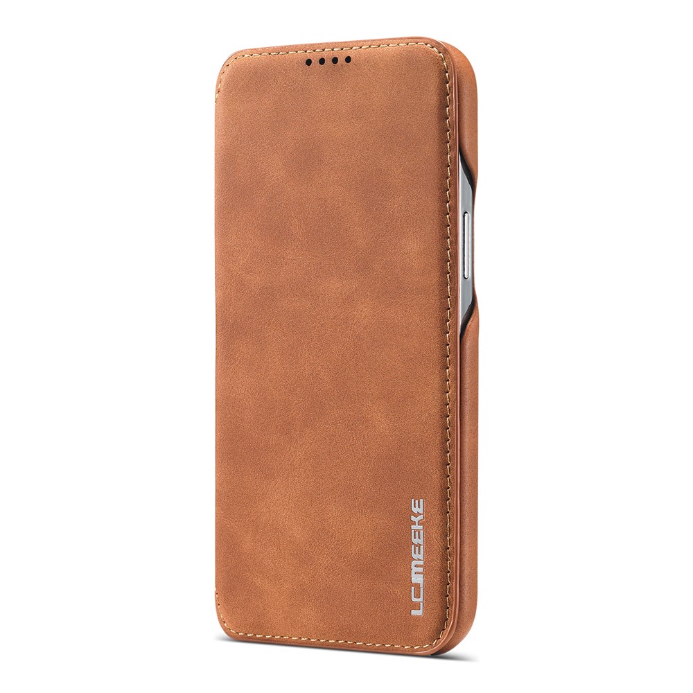LC.IMEEKE Retro Style Protector Stand Leather Case with Card Holder for iPhone 12 Pro Max 6.7 inch - Brown-2