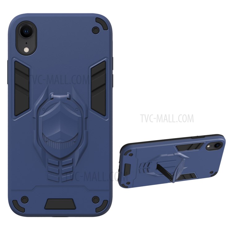 Armor Guard Detachable Kickstand TPU+PC Combo Phone Cover for iPhone XR 6.1 inch - Dark Blue