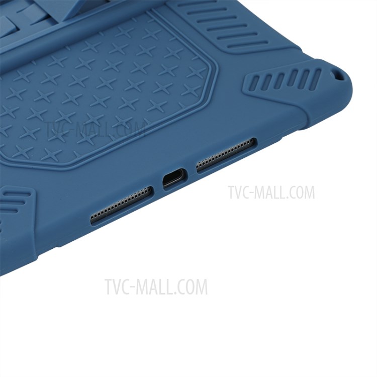 Silicone Tablet Cover with PC Kickstand with Shoulder Strap for iPad 9.7-inch (2018)/(2017)/iPad Air (2013) - Dark Blue-10