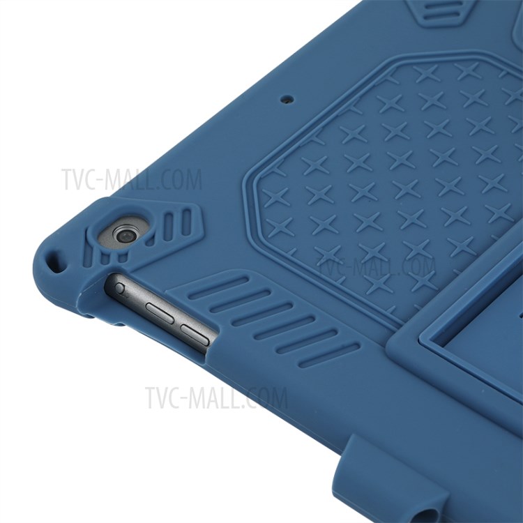 Silicone Tablet Cover with PC Kickstand with Shoulder Strap for iPad 9.7-inch (2018)/(2017)/iPad Air (2013) - Dark Blue-11