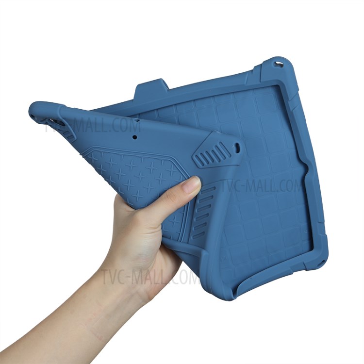 Silicone Tablet Cover with PC Kickstand with Shoulder Strap for iPad 9.7-inch (2018)/(2017)/iPad Air (2013) - Dark Blue-6
