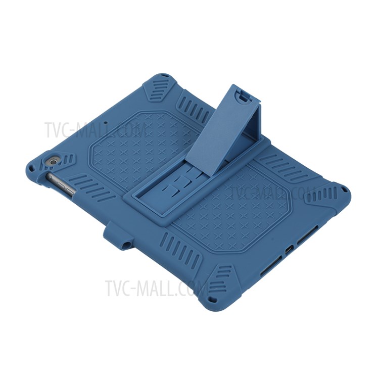 Silicone Tablet Cover with PC Kickstand with Shoulder Strap for iPad 9.7-inch (2018)/(2017)/iPad Air (2013) - Dark Blue-8