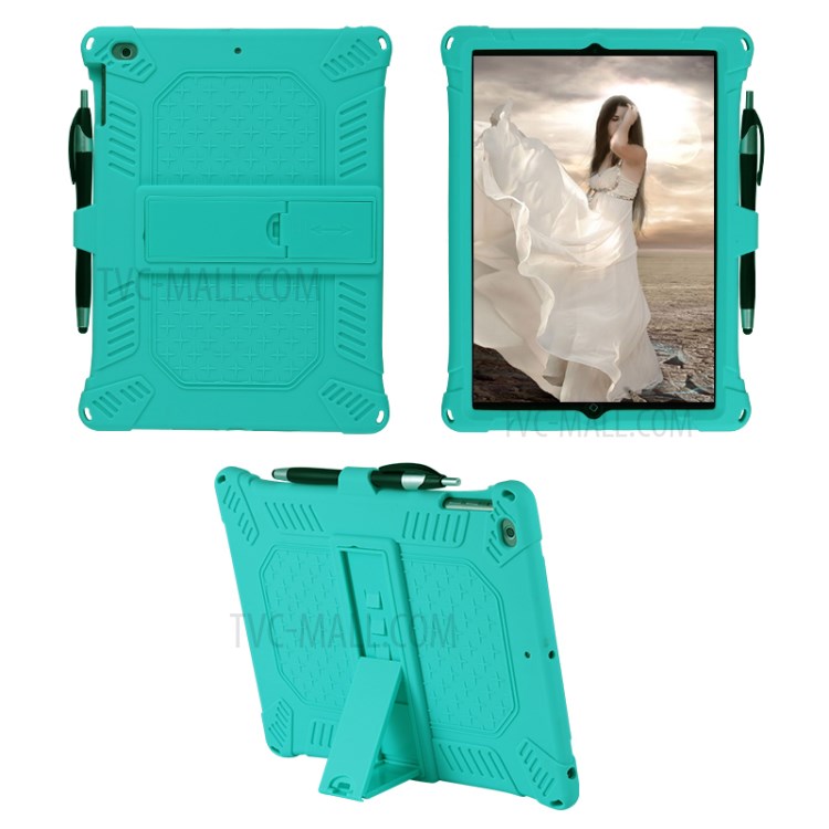 Tampa Comprimido De Silicone Com Estribo Lateral PC Com Alça De Ombro Para Capas De 9,7 Polegadas (2,018) / (2,017) / Ar Ipad (2013) - Ciano-7