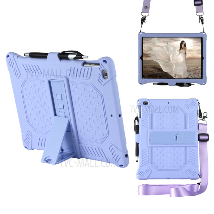Tampa Comprimido De Silicone Com Estribo Lateral PC Com Alça De Ombro Para Capas De 9,7 Polegadas (2,018) / (2,017) / Ar Ipad (2013) - Bebê Azul-1