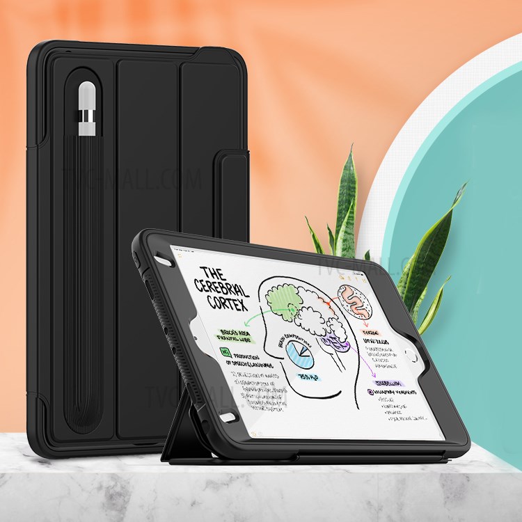 Tri-fold PU Leather+Acrylic+PC+TPU Tablet Case for iPad mini (2019) 7.9 inch/mini 4 - All Black-8