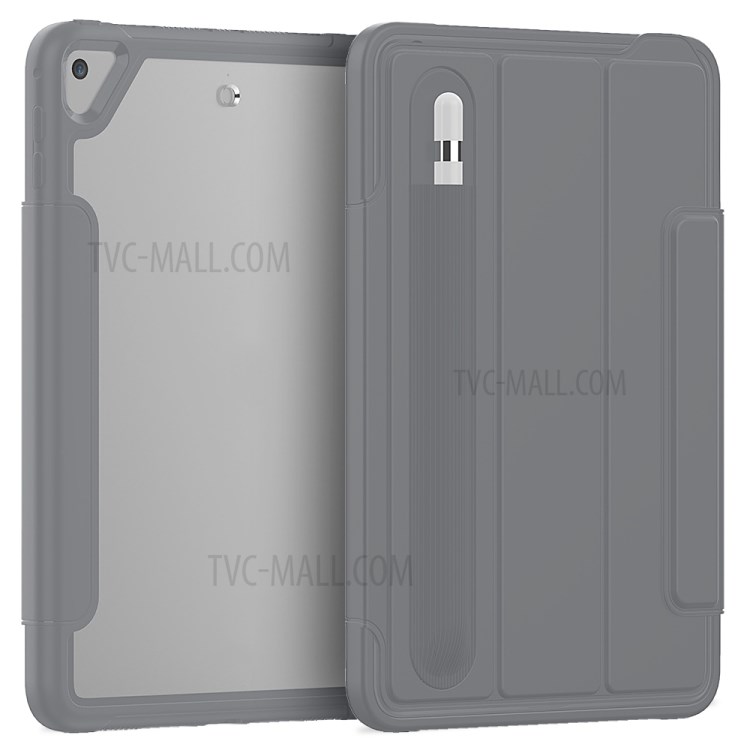 Tri-fold PU Leather+Acrylic+PC+TPU Tablet Case for iPad mini (2019) 7.9 inch/mini 4 - Grey-2