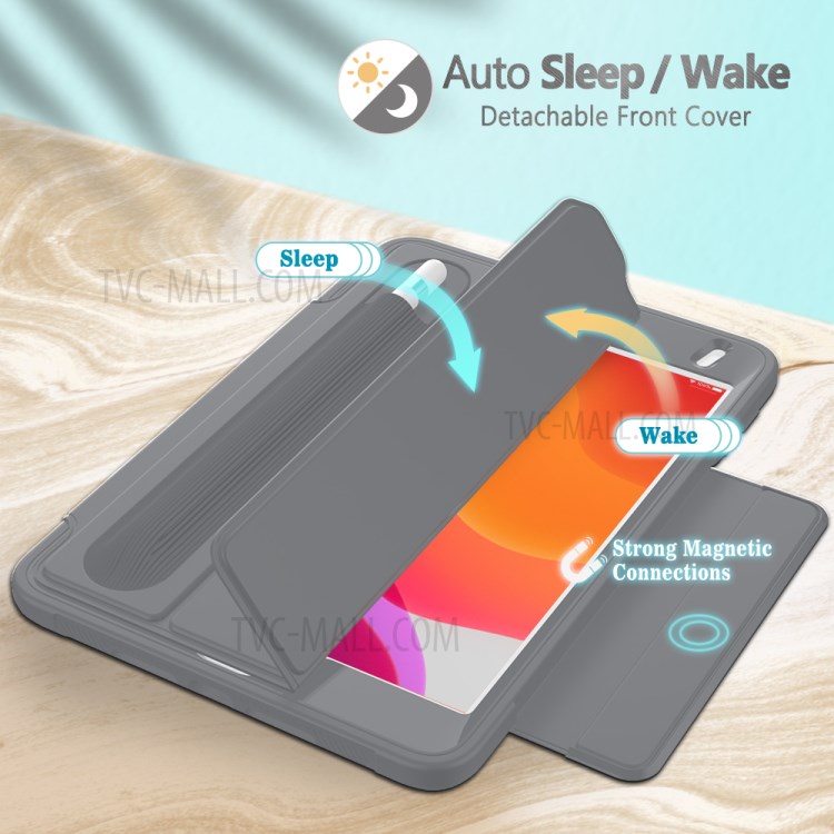 Tri-fold PU Leather+Acrylic+PC+TPU Tablet Case for iPad mini (2019) 7.9 inch/mini 4 - Grey-5