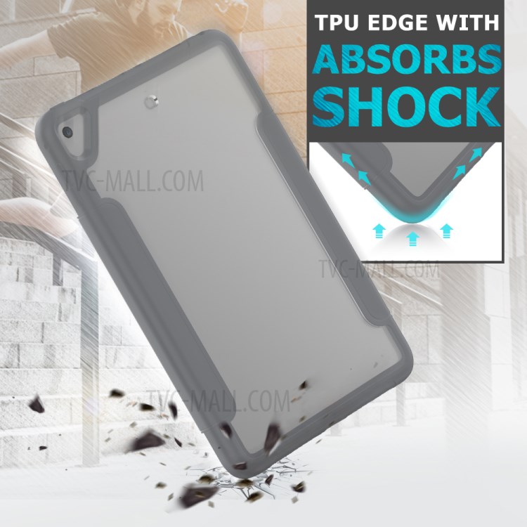Tri-fold PU Leather+Acrylic+PC+TPU Tablet Case for iPad mini (2019) 7.9 inch/mini 4 - Grey-7
