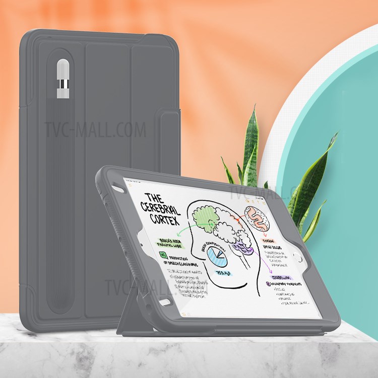 Tri-fold PU Leather+Acrylic+PC+TPU Tablet Case for iPad mini (2019) 7.9 inch/mini 4 - Grey-8