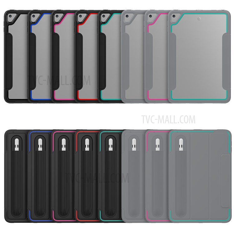 Tri-fold PU Leather+Acrylic+PC+TPU Tablet Case for iPad mini (2019) 7.9 inch/mini 4 - Grey-9