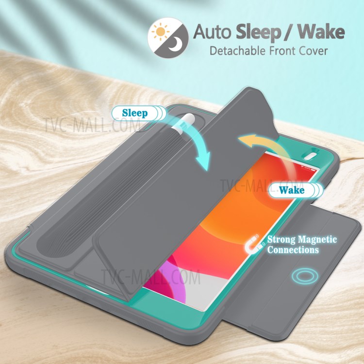 Tri-fold PU Leather+Acrylic+PC+TPU Tablet Case for iPad mini (2019) 7.9 inch/mini 4 - Grey/Baby Blue-5