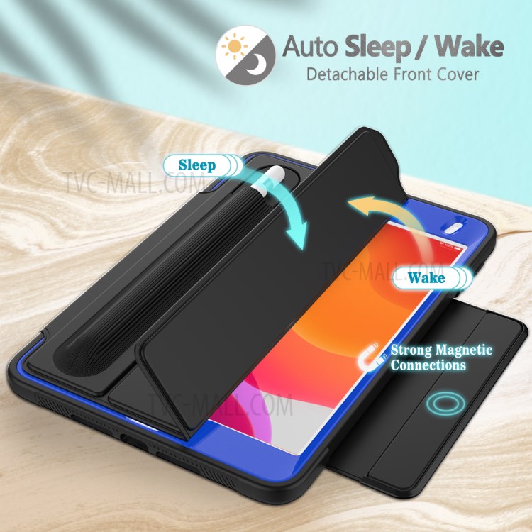 Tri-fold PU Leather+Acrylic+PC+TPU Tablet Case for iPad mini (2019) 7.9 inch/mini 4 - Black/Dark Blue-5
