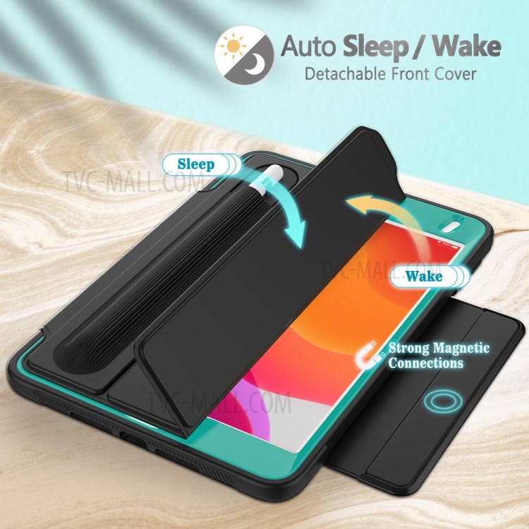 Tri-fold PU Leather+Acrylic+PC+TPU Tablet Case for iPad mini (2019) 7.9 inch/mini 4 - Black/Baby Blue-5