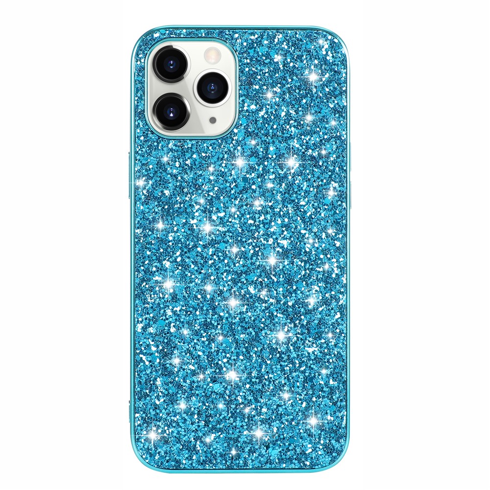 Glittering Sequins Plated TPU Frame + PC Hybrid Shell Case for iPhone 12 Pro / iPhone 12 Max 6.1-inch - Blue-1