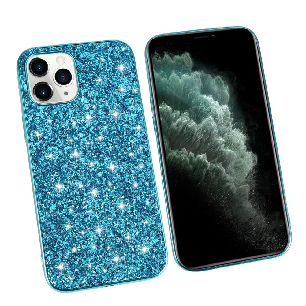 Glittering Sequins Plated TPU Frame + PC Hybrid Shell Case for iPhone 12 Pro / iPhone 12 Max 6.1-inch - Blue-4