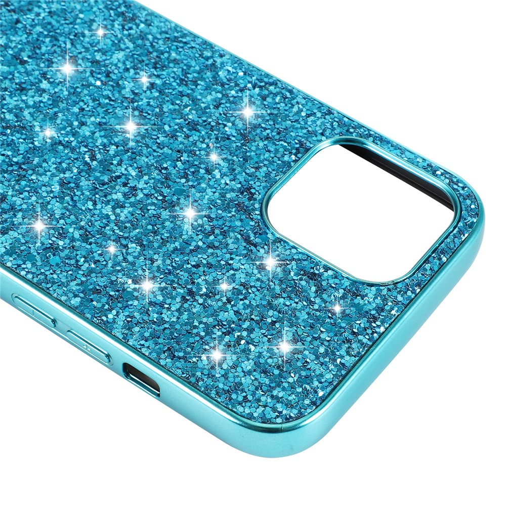 Glittering Sequins Plated TPU Frame + PC Hybrid Shell Case for iPhone 12 Pro / iPhone 12 Max 6.1-inch - Blue-6