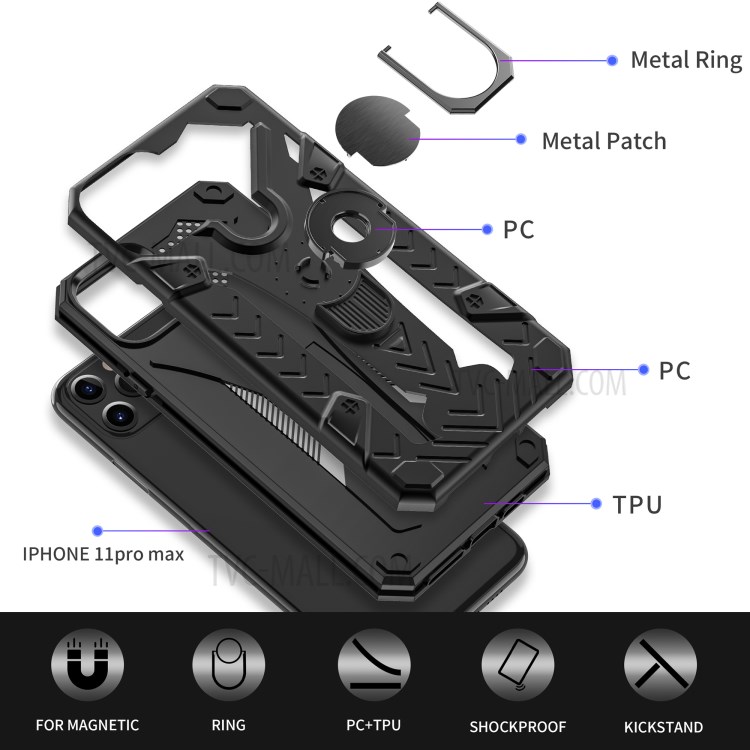 Armor Guard Detachable 2-in-1 Kickstand TPU+PC Hybrid Phone Cover for iPhone 11 Pro 5.8 inch - Black-10