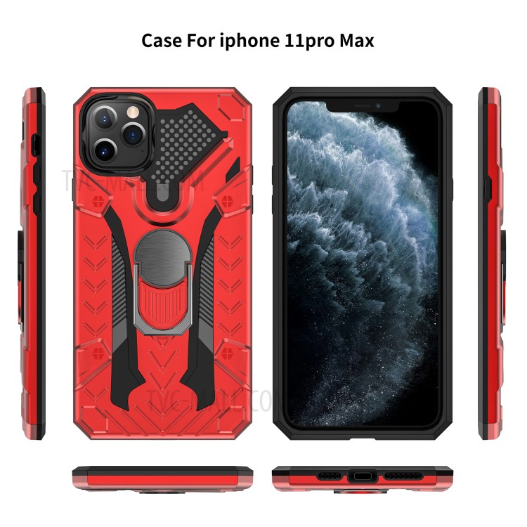 Armor Guard Detachable 2-in-1 Kickstand TPU+PC Hybrid Phone Cover for iPhone 11 Pro 5.8 inch - Red-3