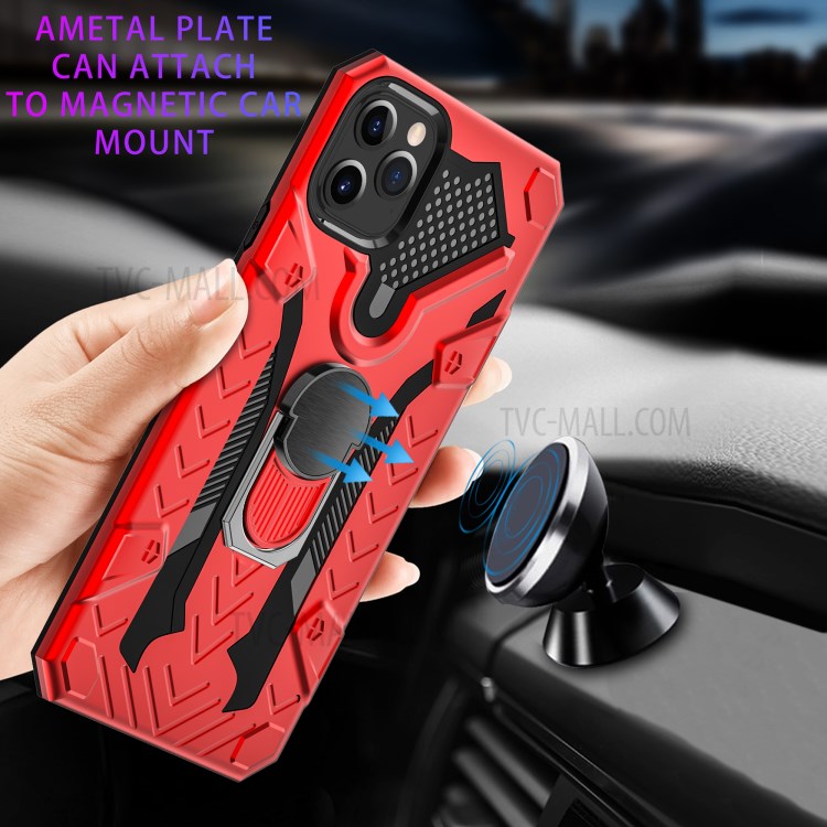 Armor Guard Detachable 2-in-1 Kickstand TPU+PC Hybrid Phone Cover for iPhone 11 Pro 5.8 inch - Red-8
