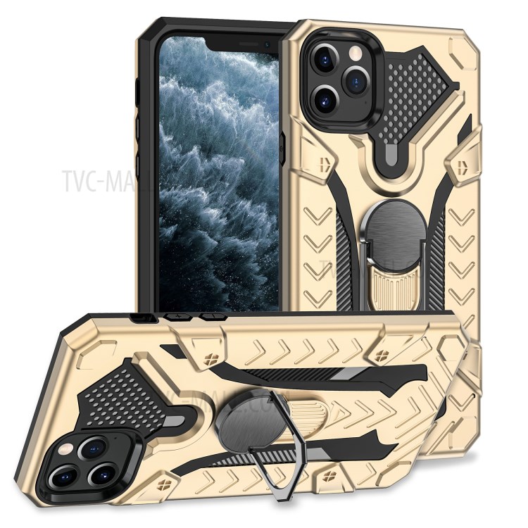 Armor Guard Detachable 2-in-1 Kickstand TPU+PC Hybrid Phone Cover for iPhone 11 Pro 5.8 inch - Gold-1