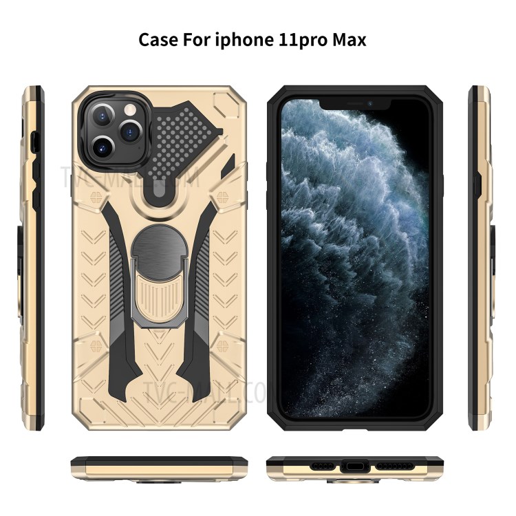 Armor Guard Detachable 2-in-1 Kickstand TPU+PC Hybrid Phone Cover for iPhone 11 Pro 5.8 inch - Gold-3