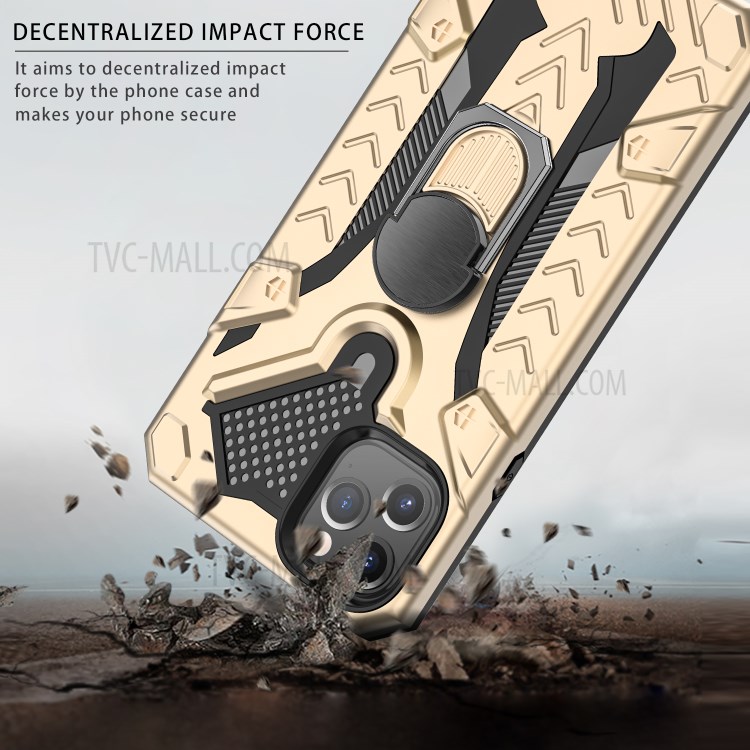 Armor Guard Detachable 2-in-1 Kickstand TPU+PC Hybrid Phone Cover for iPhone 11 Pro 5.8 inch - Gold-8