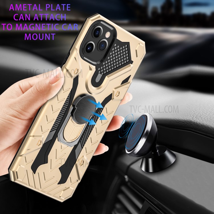 Armor Guard Detachable 2-in-1 Kickstand TPU+PC Hybrid Phone Cover for iPhone 11 Pro 5.8 inch - Gold-9