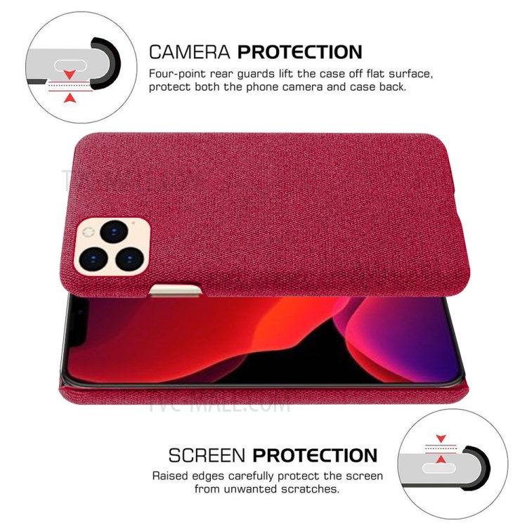 Cloth Texture Simple Stylish Hard Case for iPhone 12 mini - Red-5