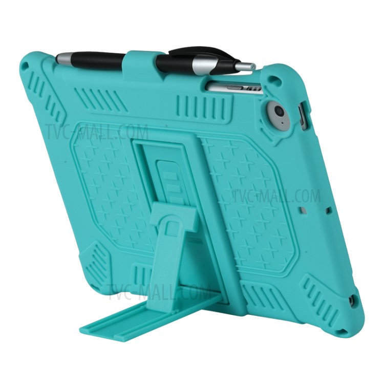 Kickstand PC + Silicone Tablet Case with Pen Holder Shoulder Strap for iPad mini 3/4/(2019) 7.9 inch - Green-4