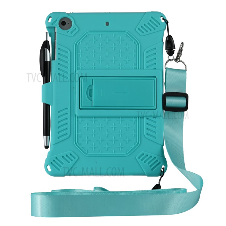 Kickstand PC + Silicone Tablet Case with Pen Holder Shoulder Strap for iPad mini 3/4/(2019) 7.9 inch - Green-6