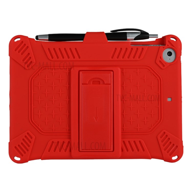Kickstand PC + Silicone Tablet Case with Pen Holder Shoulder Strap for iPad mini 3/4/(2019) 7.9 inch - Red-2