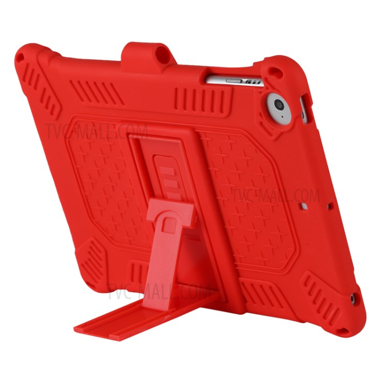 Kickstand PC + Silicone Tablet Case with Pen Holder Shoulder Strap for iPad mini 3/4/(2019) 7.9 inch - Red-5