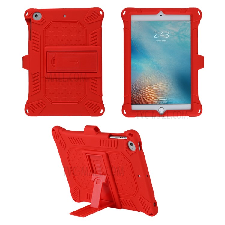 Kickstand PC + Silicone Tablet Case with Pen Holder Shoulder Strap for iPad mini 3/4/(2019) 7.9 inch - Red-8