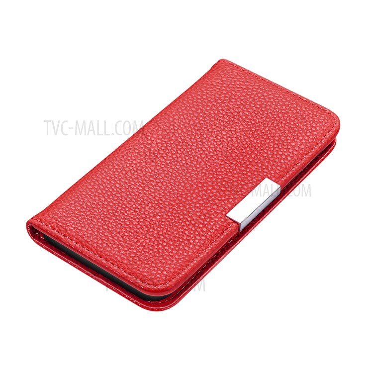 Litchi Skin Auto-absorbed Leather with Card Slots Shell for iPhone 12 Pro/12 - Red-2