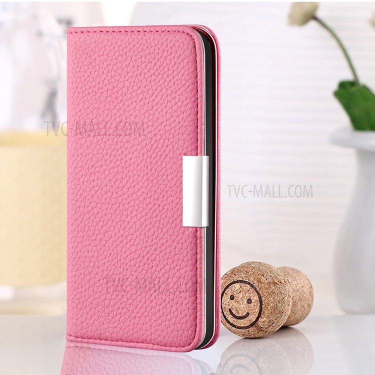 Litchi Skin Auto-absorbed Leather with Card Slots Shell for iPhone 12 Pro Max 6.7-inch - Pink-12