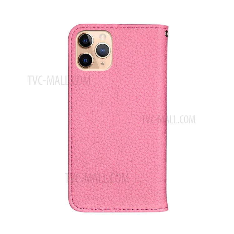 Litchi Skin Auto-absorbed Leather with Card Slots Shell for iPhone 12 Pro Max 6.7-inch - Pink-4