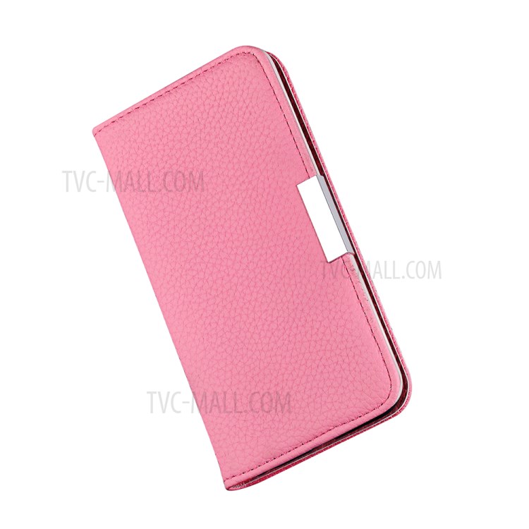 Litchi Skin Auto-absorbed Leather with Card Slots Shell for iPhone 12 Pro Max 6.7-inch - Pink-5