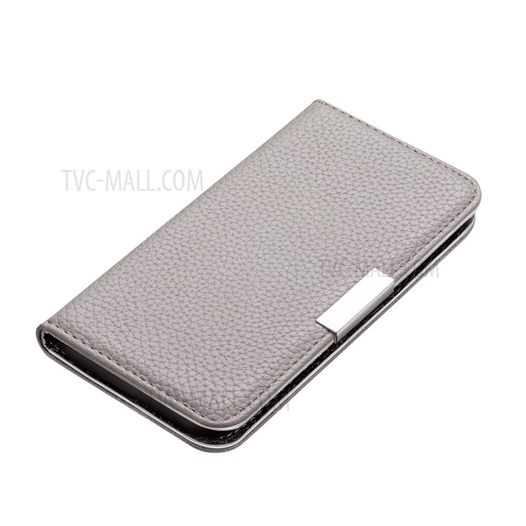 Litchi Skin Auto-absorbed Leather with Card Slots Shell for iPhone 12 Pro Max 6.7-inch - Grey-2