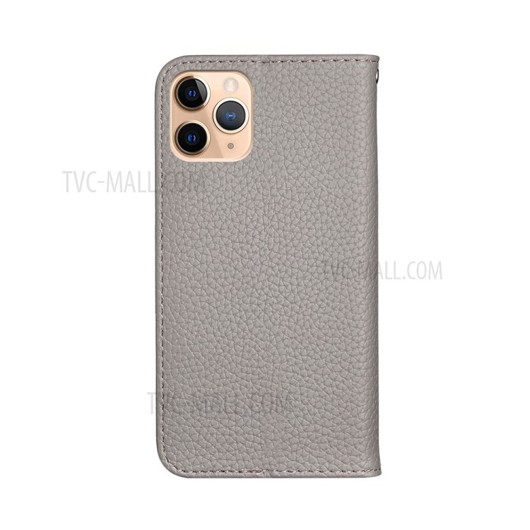 Litchi Skin Auto-absorbed Leather with Card Slots Shell for iPhone 12 Pro Max 6.7-inch - Grey-4