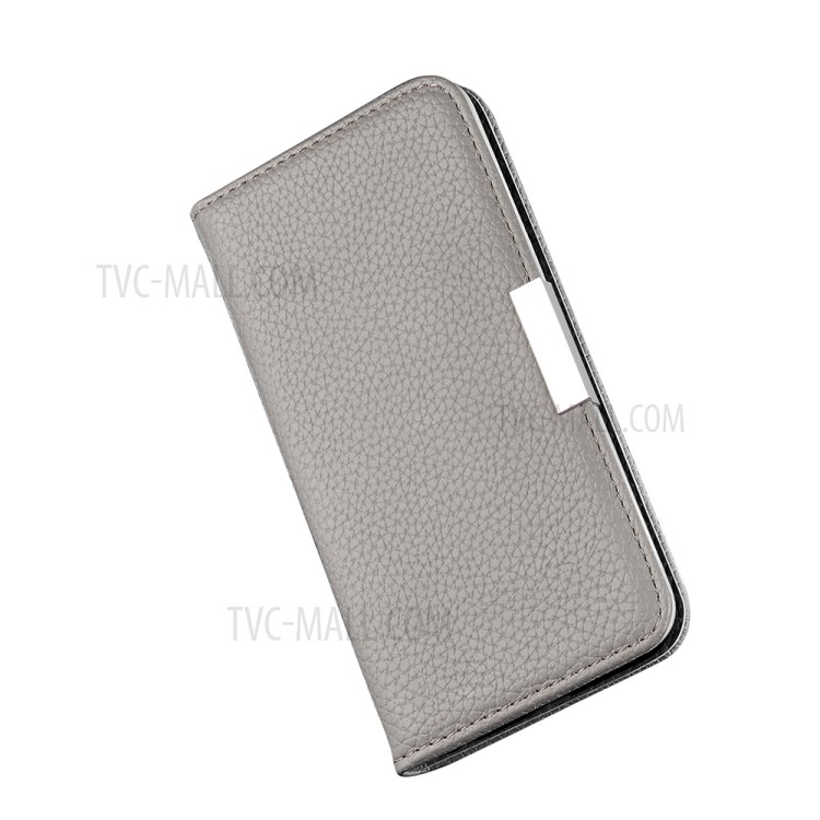 Litchi Skin Auto-absorbed Leather with Card Slots Shell for iPhone 12 Pro Max 6.7-inch - Grey-5