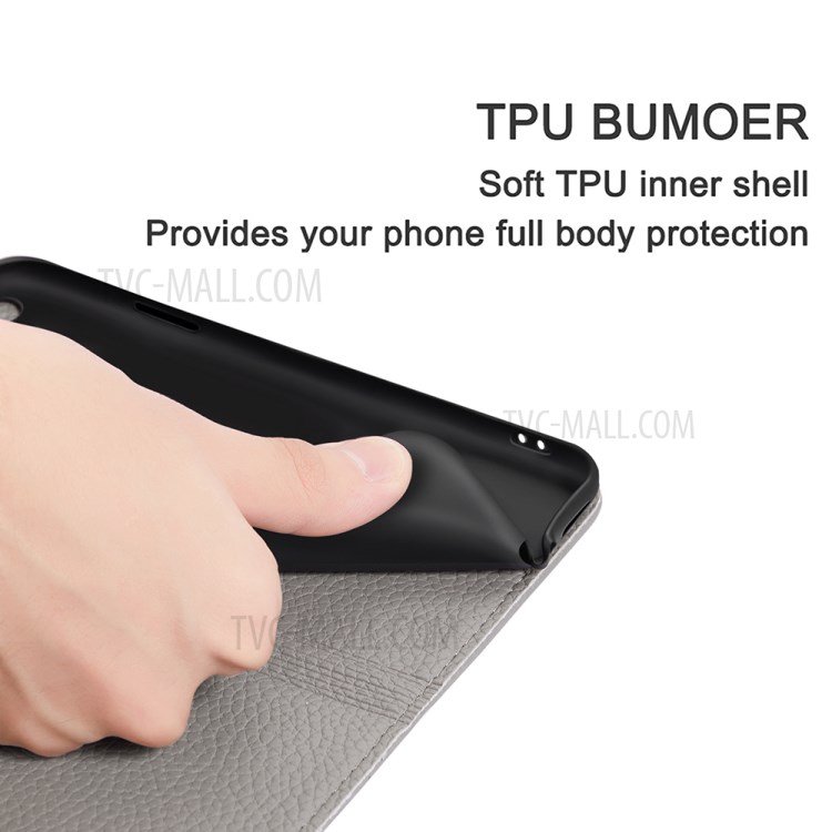 Litchi Skin Auto-absorbed Leather with Card Slots Shell for iPhone 12 Pro Max 6.7-inch - Grey-7