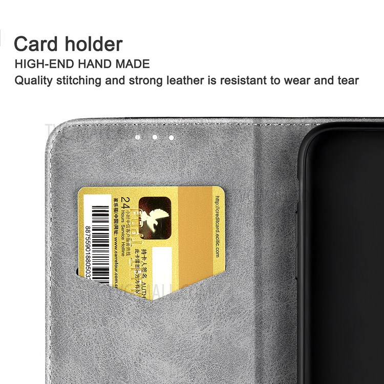 Bussiness Style Splicing PU Leather Card Slots Stand Phone Cover for iPhone 12 5.4 inch - Grey-6