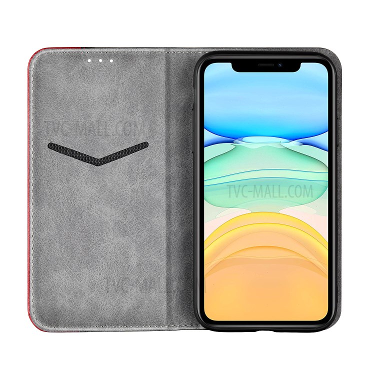 Bussiness Style Splicing PU Leather Card Slots Stand Phone Cover for iPhone 12 mini - Red-4