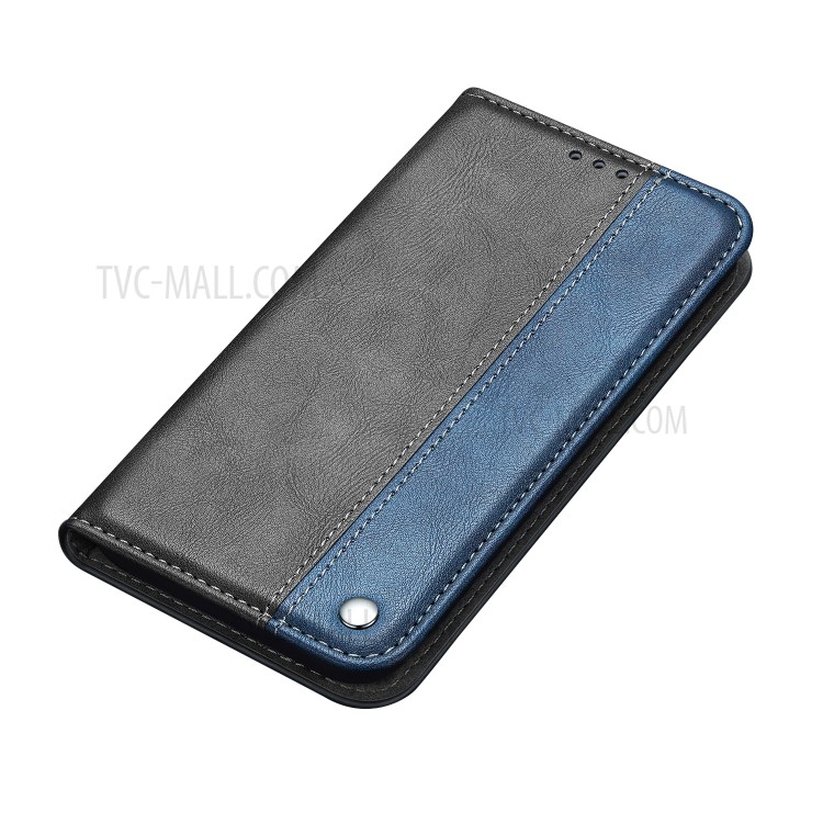 Bussiness Style Splicing PU Leather Card Slots Stand Phone Shell for iPhone 12 Pro Max 6.7 inch - Blue-2