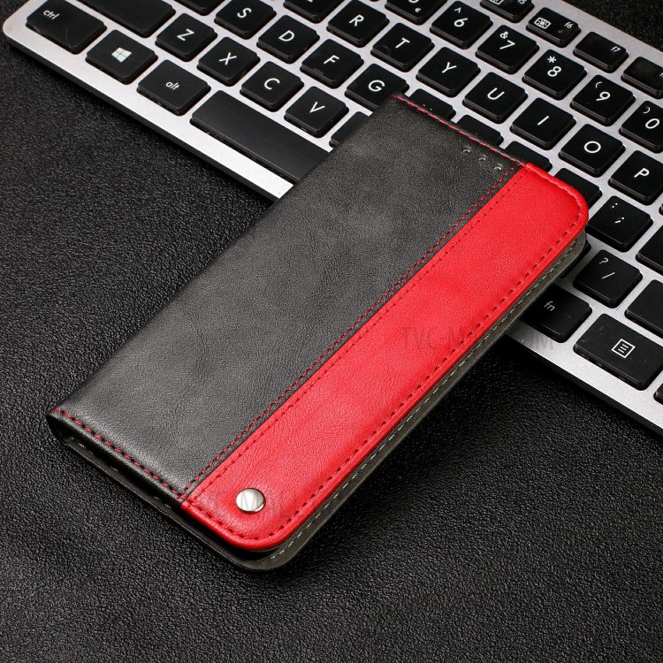 Bussiness Style Splicing PU Leather Card Slots Stand Phone Shell for iPhone 12 Pro Max 6.7 inch - Red-11