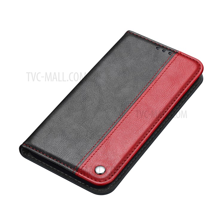 Bussiness Style Splicing PU Leather Card Slots Stand Phone Shell for iPhone 12 Pro Max 6.7 inch - Red-2