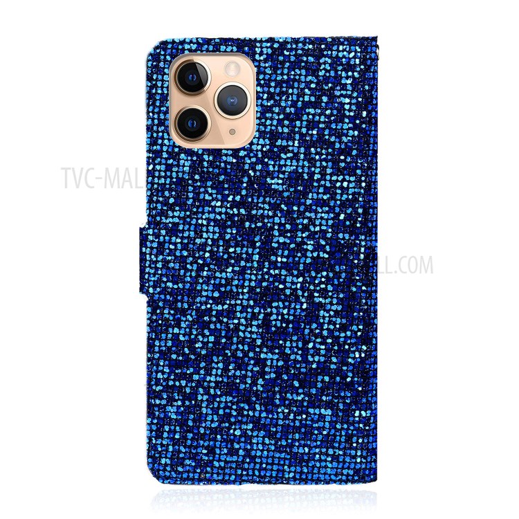 Glittery Powder Splicing Wallet Stand Leather Phone Cover for iPhone 12 Pro Max 6.7 inch - Blue-2