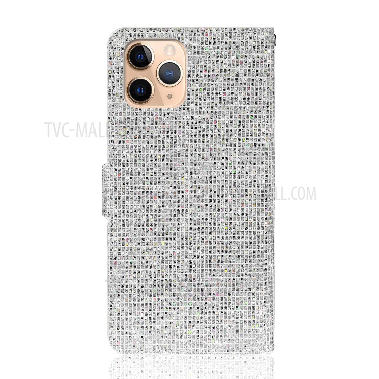 Glittery Powder Splicing Wallet Stand Leather Phone Cover for iPhone 12 Pro Max 6.7 inch - Silver-2